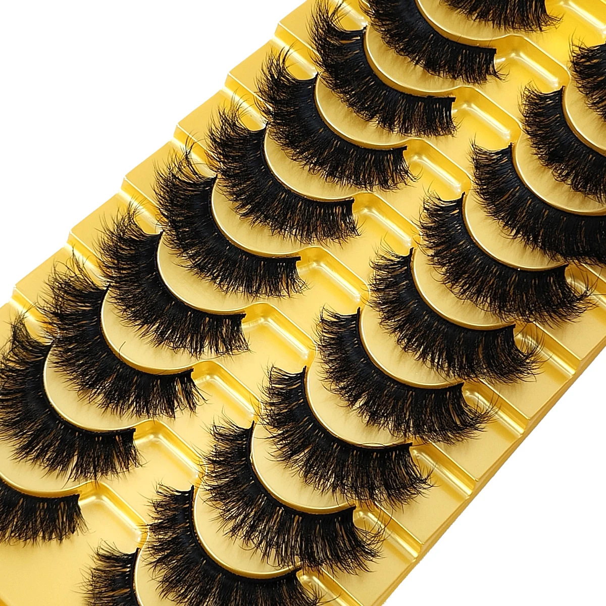 HBZGTLAD 10쌍 인조 속눈썹 캣아이 풍성한 인조 밍크 속눈썹 가벼운 속눈썹 드라마틱하고 길고 풍성한 밍크 인조 속눈썹