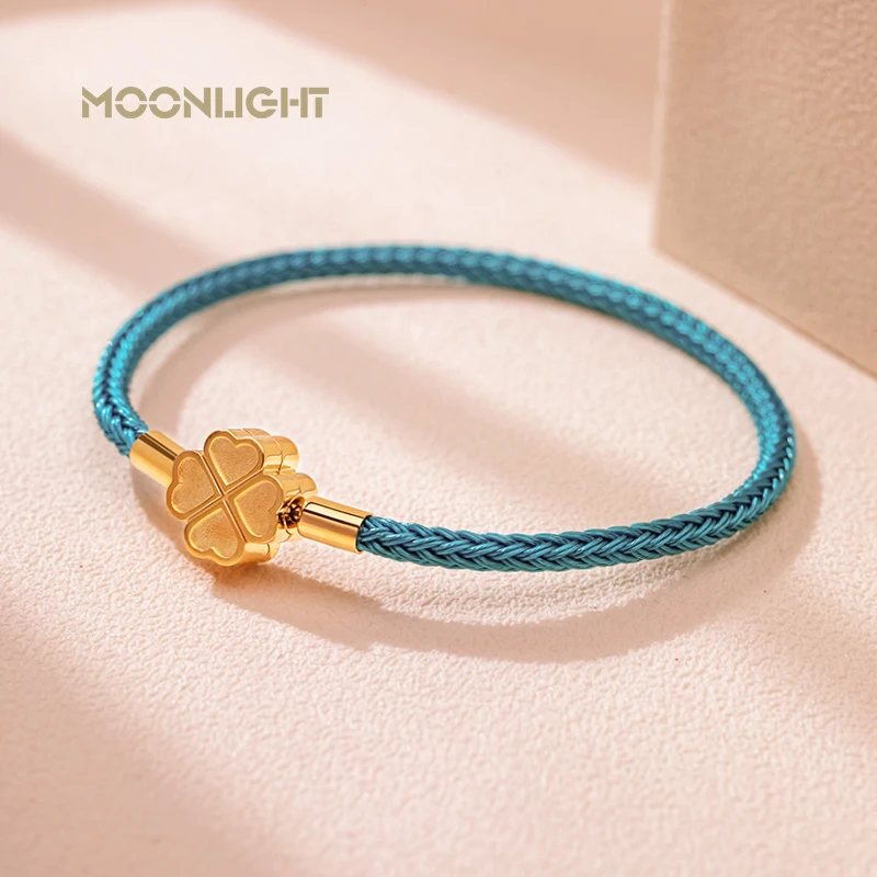 MOONLIGHT Fashion Classic Four-Leaf Clover Bracelet for Women Stainless Steel Braided Bracelet Female Jewelry Gift 10 Colors