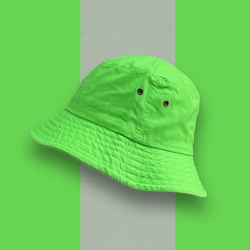 Fluorescent Bucket Hat Women Spring and Summer Fashion Green