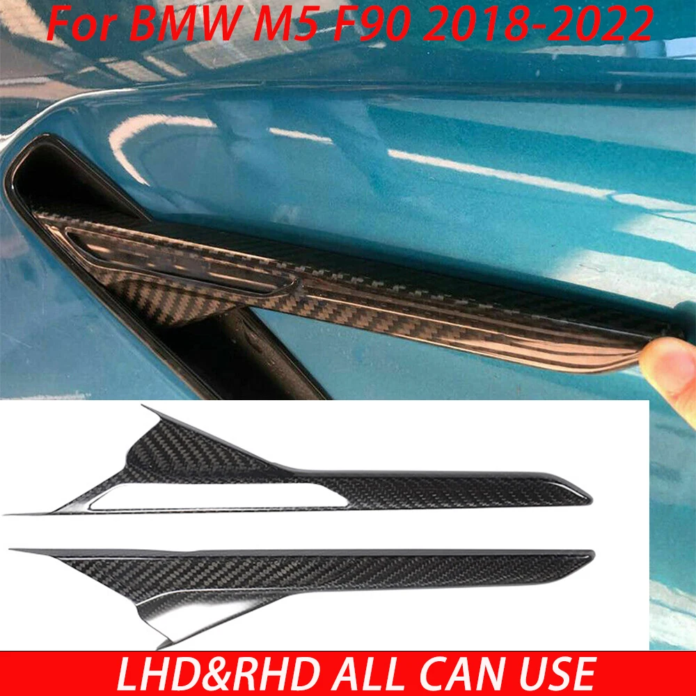 For BMW M5 F90 2018 2019 2020 2021 2022 Carbon Fiber Fender Car Exteriors Accessories Modifications Decorations Stickers