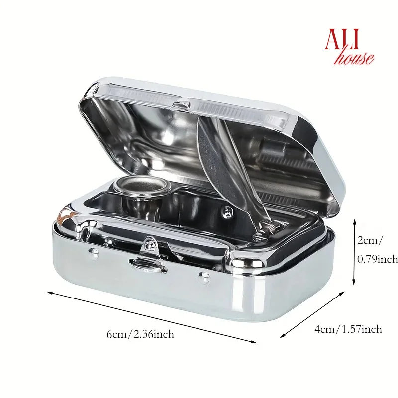 1PC Portable Metal Ashtray Pocket Size, Mini Square Car Ashtray with Lid, Creative Gift for Men, Travel, Outdoor, Leakproof