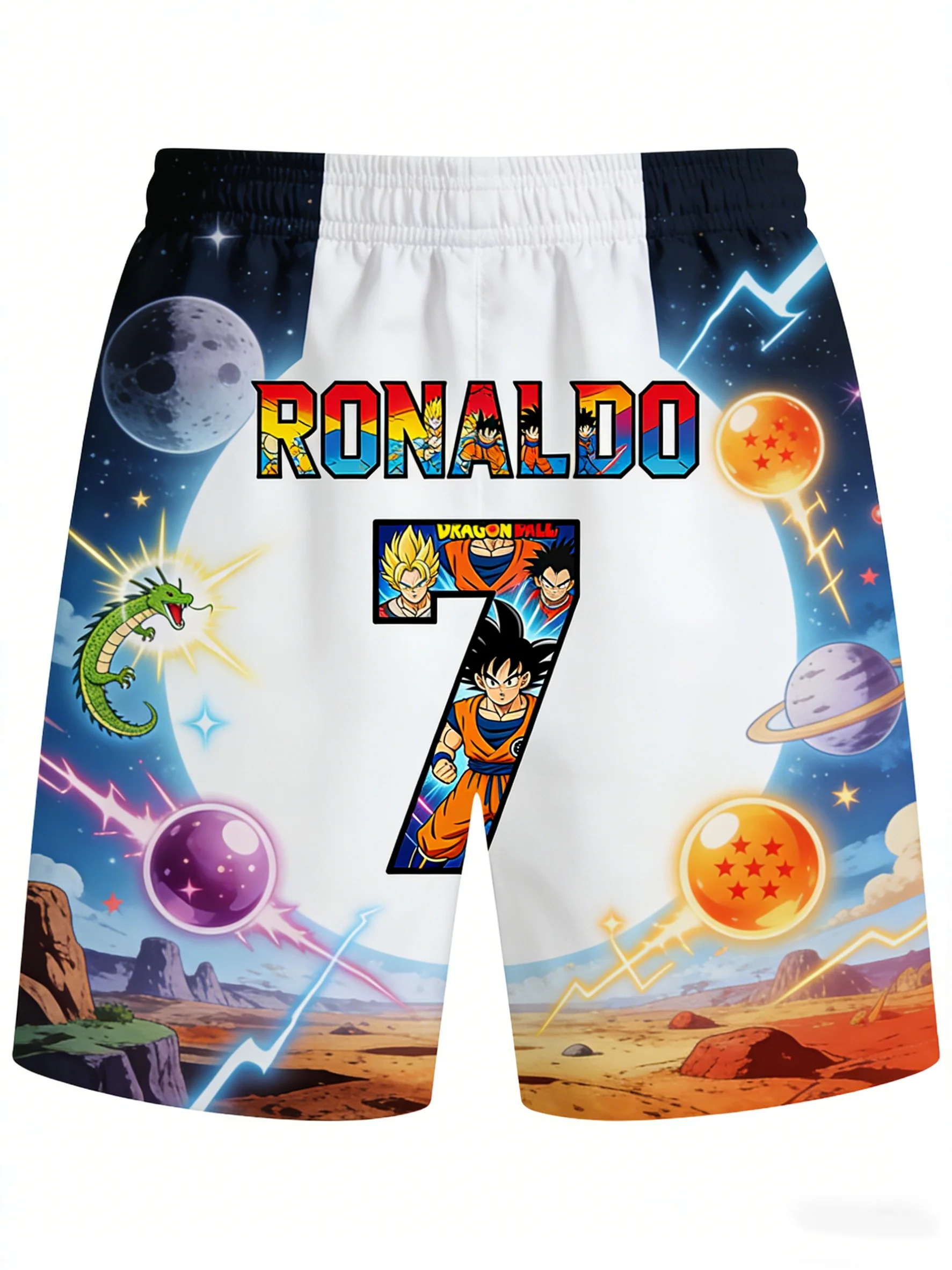 

Летние мужские брюки Summer Dragon Ball Anime RonaldoY2K, спортивные брюки для футбола на открытом воздухе, быстросохнущие пляжные брюки, повседневные свободные шорты