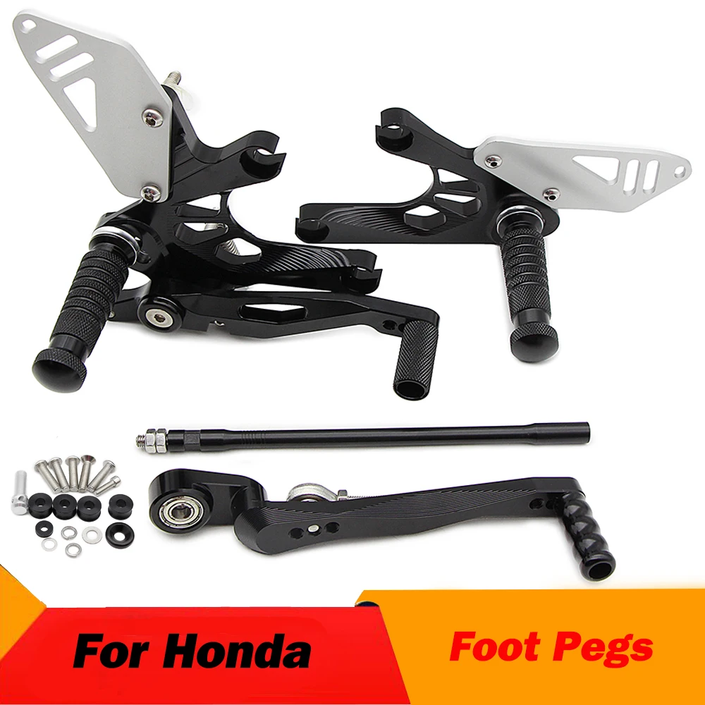 Motorcycle CNC Footrest Foot Pegs Adjustable Foot Pegs Rearsets Heel Guard Protectors For Honda CB650R CBR650R CB650F CBR650F