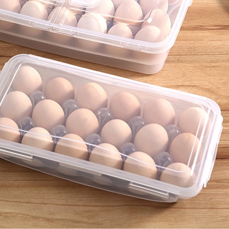 10/18 Grid Egg Storage Box Eggs Tray with Lid Kitchen Refrigerator Egg Rack Container Holder Fridge Organizer