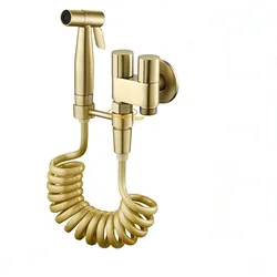 brushed gold two way Handheld Bidet Sprayer for Toilet  Watering Can Bidet Faucet Toilet Bidet Shower Head for Self Cleaning