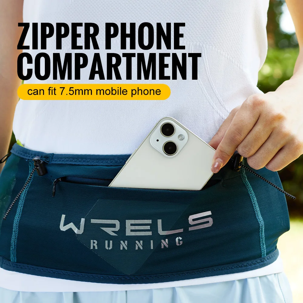 WRELS Running Fanny Pack Running Bag Waist Pack High Elasticity Breathable Lightweight Marathon Waist Bag Bottle Sports Jogging