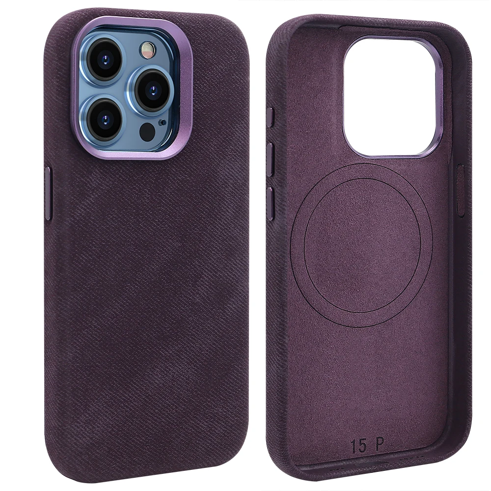 Compatible With Iphone 16 15 14 13 Pro Max Phone Case With Magnetic Wireless Charging, Microfiber Full Protection Cover,Brown