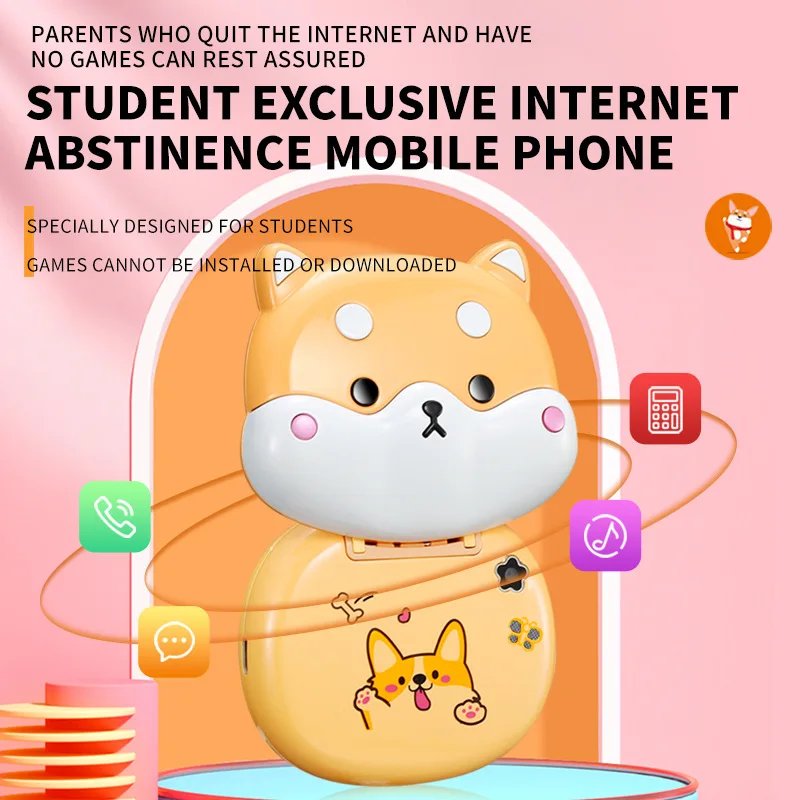 Anime Cartoon Shiba Inu telefon z klapką F80 dwie karty Kawaii z klapką telefon dla dzieci Mini przycisk telefon dzieci prezenty na Halloween