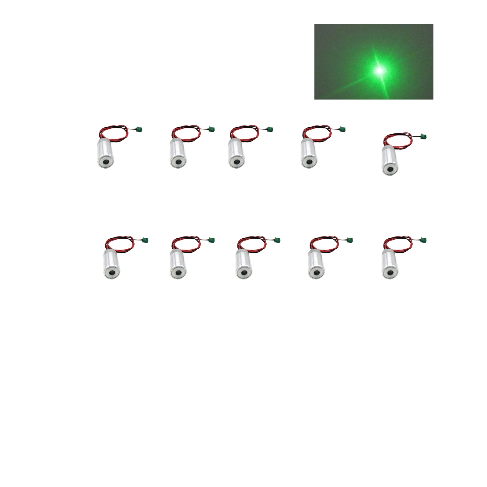 10PCS 532nm 20mw Dot Green Laser Module φ 13*28mm