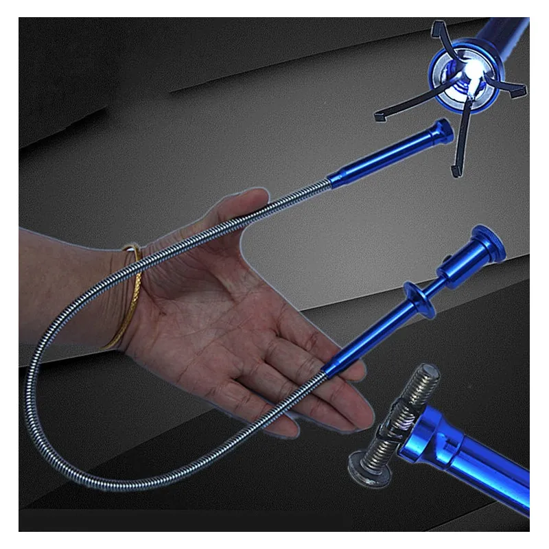 Magnetic Metal Parts Grabber Flexible Long Reach Claw Hook With Led Light TSX TOOL