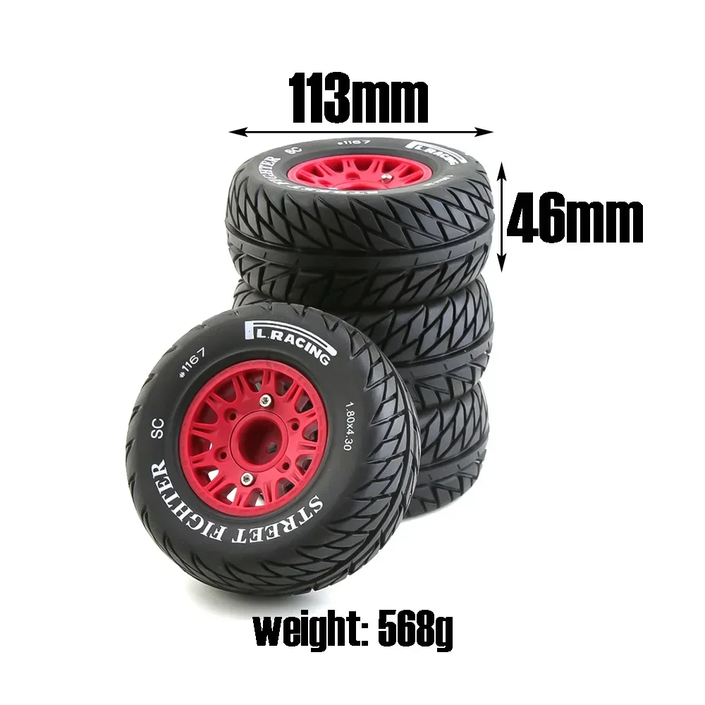 4pcs RC Model Car Rubber Tires & Wheel for 1/8 1/10 Scale RC On Road Car HSP Sonic 94102 GT LC RACING PTG-2 Tamiya TT02