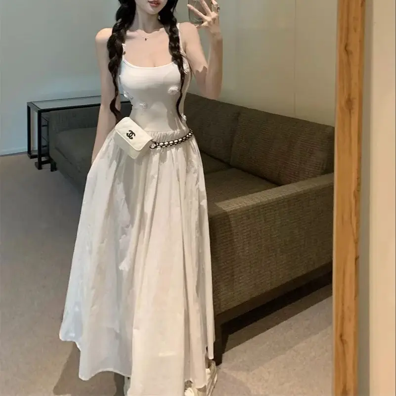 2024 Summer New French Sweet Hot Girl Falling in Love Rose Garden Dopamine Girl Long Skirt Dress for Women