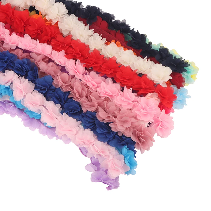 DIY Bridal Veil Shoes Wedding Clothes Crafts 1 Yard 24 Flowers Chiffon Lace Patch Fabric Webbing Decoration Flower Gift Ribbons