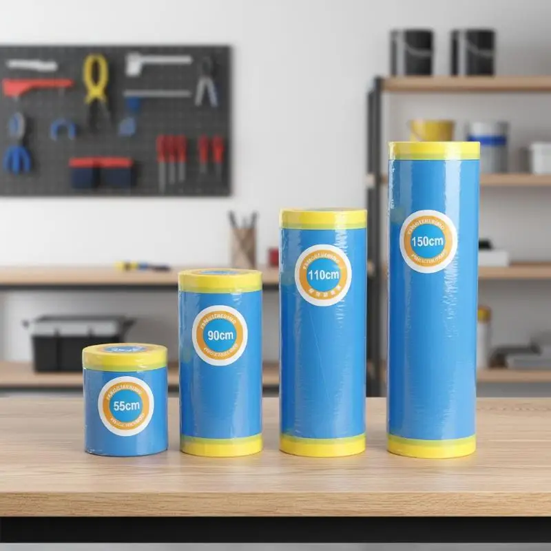 Blue Pre Taped Plastic Masking Film for Auto Paint Jobs Tape for Clean Lines and Fast Application