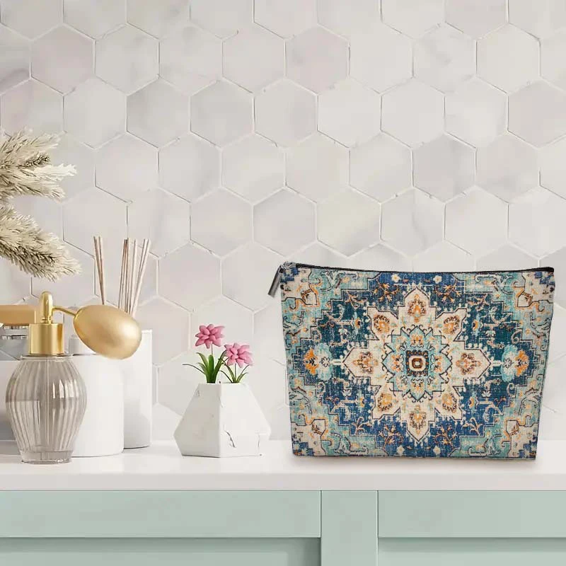 بوهو العرقية نمط حقيبة مستحضرات التجميل المحمولة متعددة الوظائف حقيبة التخزين السفر حقيبة أدوات الزينة سعة كبيرة ماكياج الحقيبة للفتيات