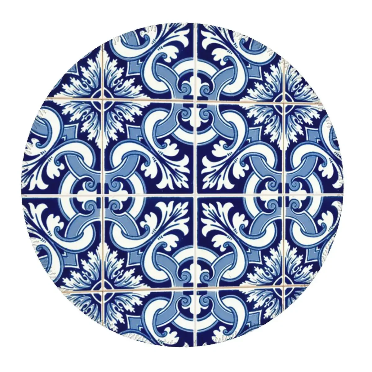 Azulejo Lisbon Azulejos Lisboa Round Mouse Pad Computer Keyboard Mouse Mat Gaming Laptop Desk Mat Office Accessories Table Mats
