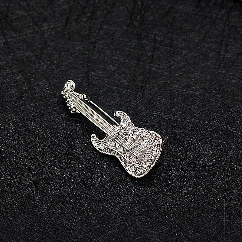 Image Rhinestone Musical Instrument Brooch Brooch Men\'s and Women\'s Suit Buckle Accessories Personalized Collar Pin