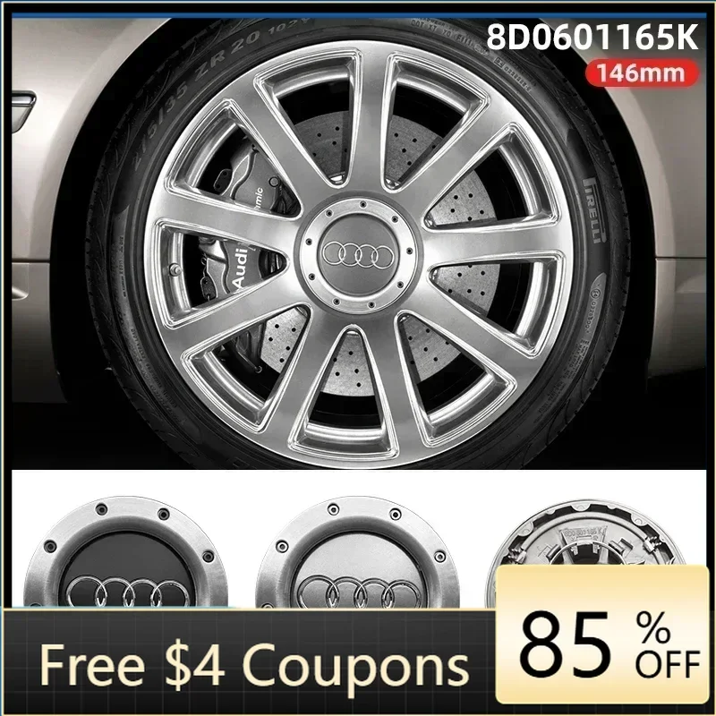 

Новые наклейки на колесные диски для Audi, 4 шт., 146 мм, 8D0601165K, серые, черные, колпачки для центра диска, эмблемы, логотипы для Audi Qu