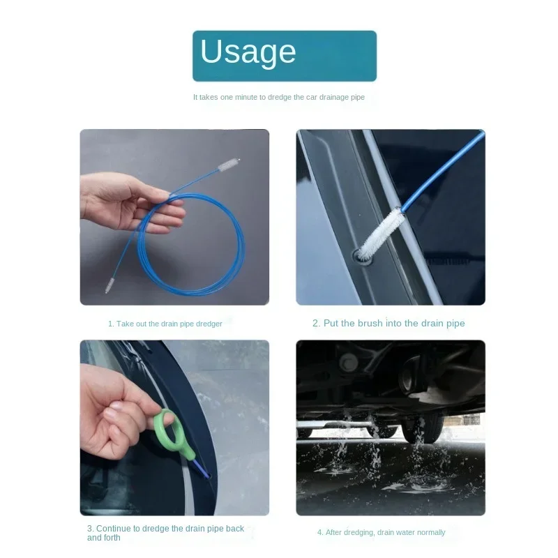 3m/5m Car Drain Dredge Cleaning Scrub Brush Auto Sunroof Long Hoses Detailing Cleaning Tool Spiral Cleaning Brush Drain Cleaner