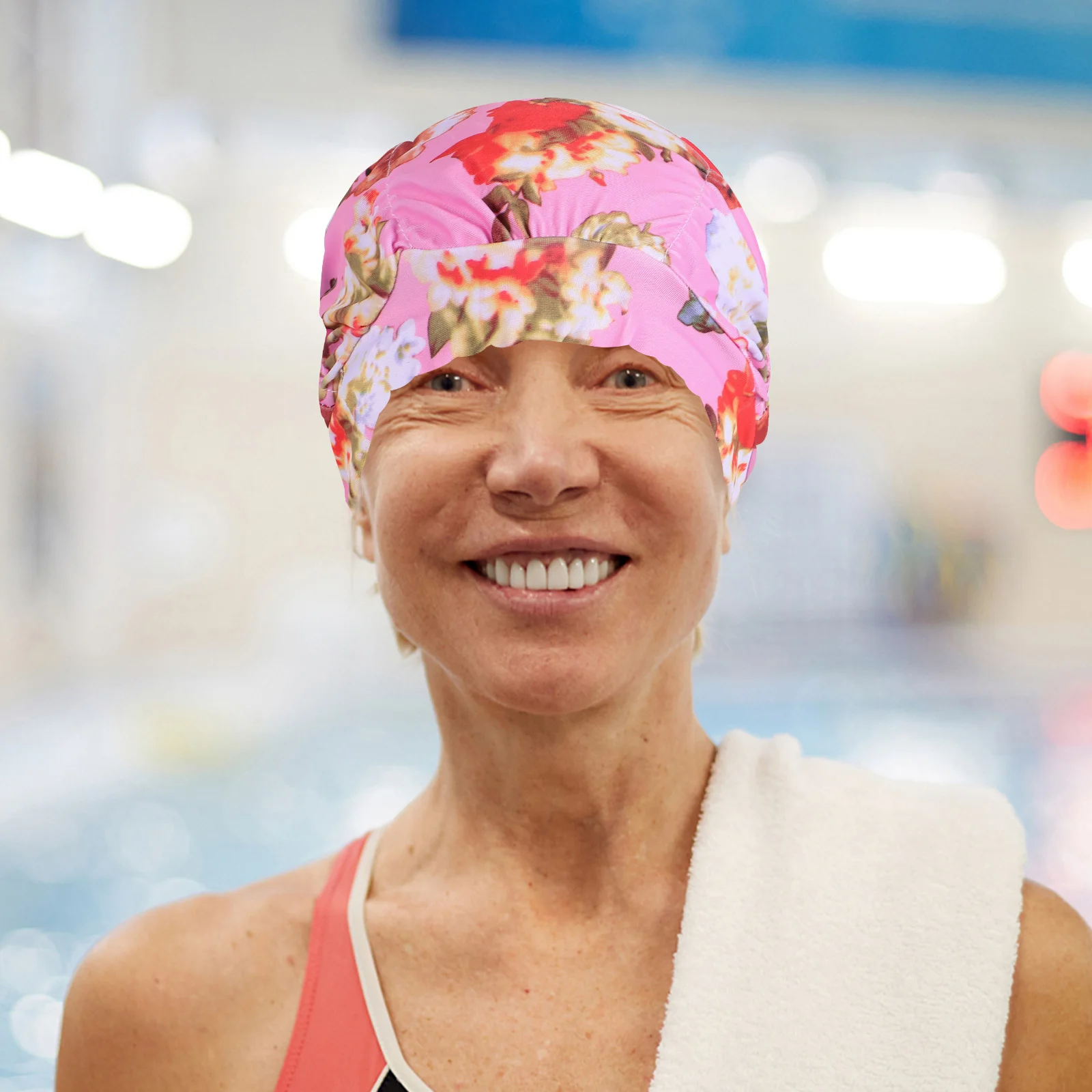 

Swimming Cap Hat for Braids and Dreadlocks Ponytail Long Hair Women Heart-shaped