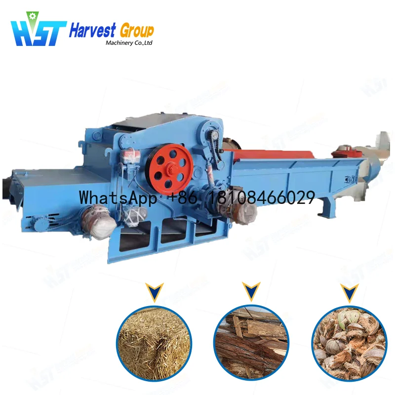 Wood Crusher Large Forest Blade Rotor Price Electric Drum Horizontal Feeding Conveyor Tree Branch Wood Chipper Machine