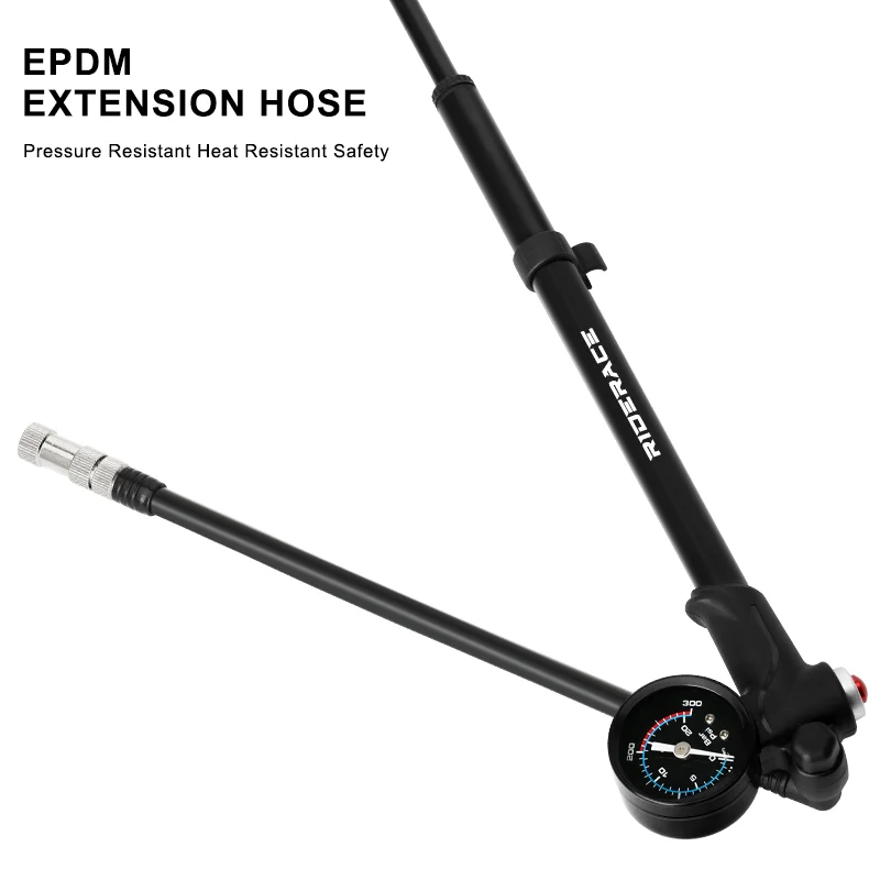 High-Pressure 300Psi Bike Air Pump With Gauge Portable Aluminium Alloy Hand Air Pump For Fork & Rear Suspension Shock Absorber