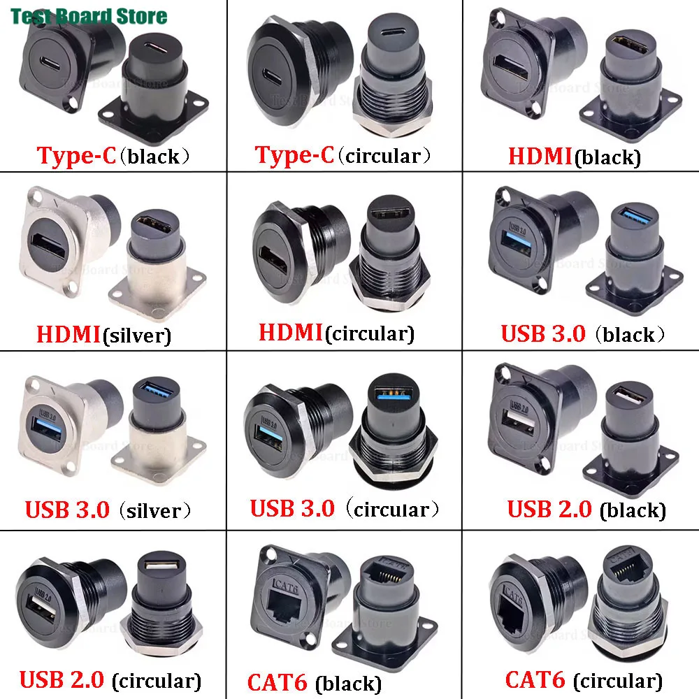2pcs Metal DType Circular Module RJ45 CAT6&USB 2.0/3.0&Type C&HDMI Jack Socket For Network Panel Mounting Electronic Connector