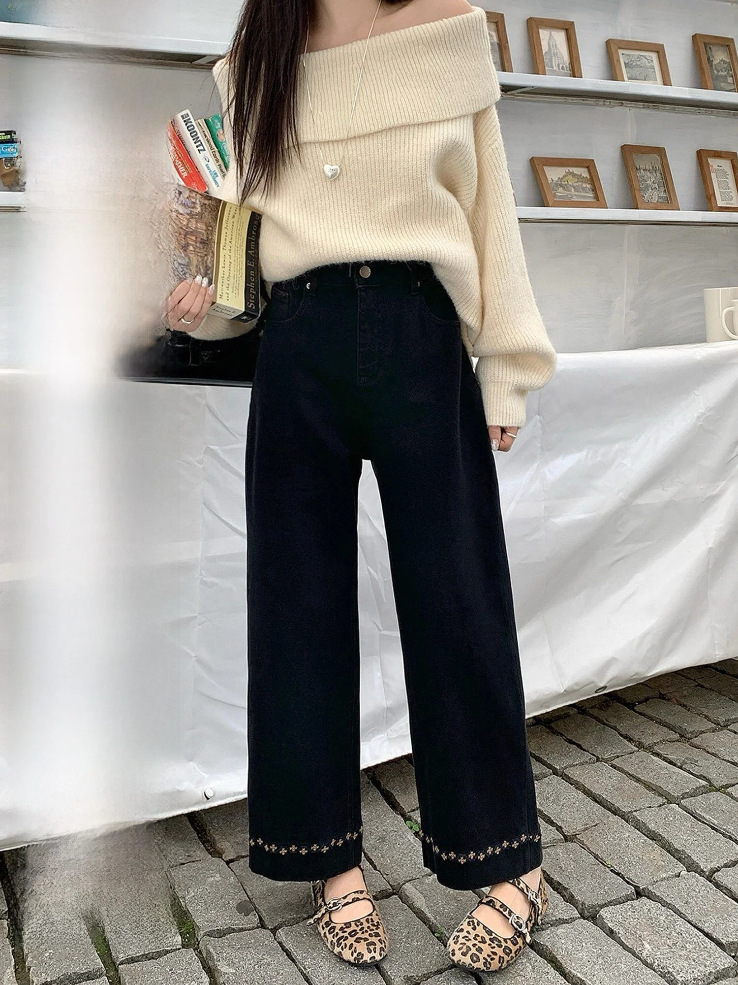 

Джинсы женские с высокой талией, на подкладке, эластичные, свободные, зауженные, осенне-зимние, больших размеров, для фигуры «груша», комфортная посадка