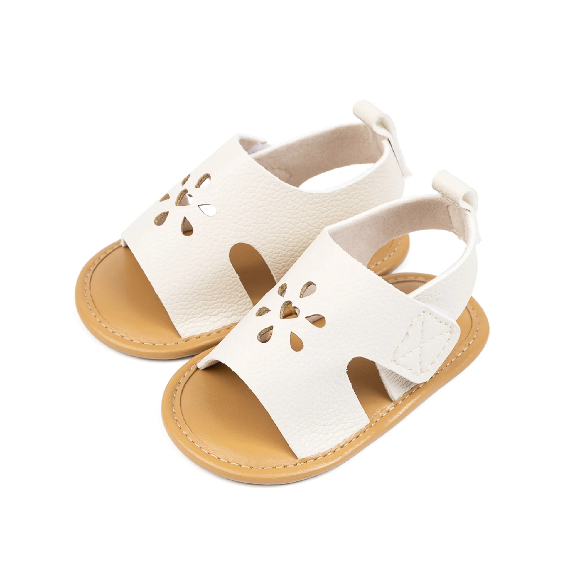 

Летние сандалии для девочек из искусственной кожи, нескользящие, с мягкой подошвой, с открытым носком, с цветочным узором, для улицы, школы, вечеринок