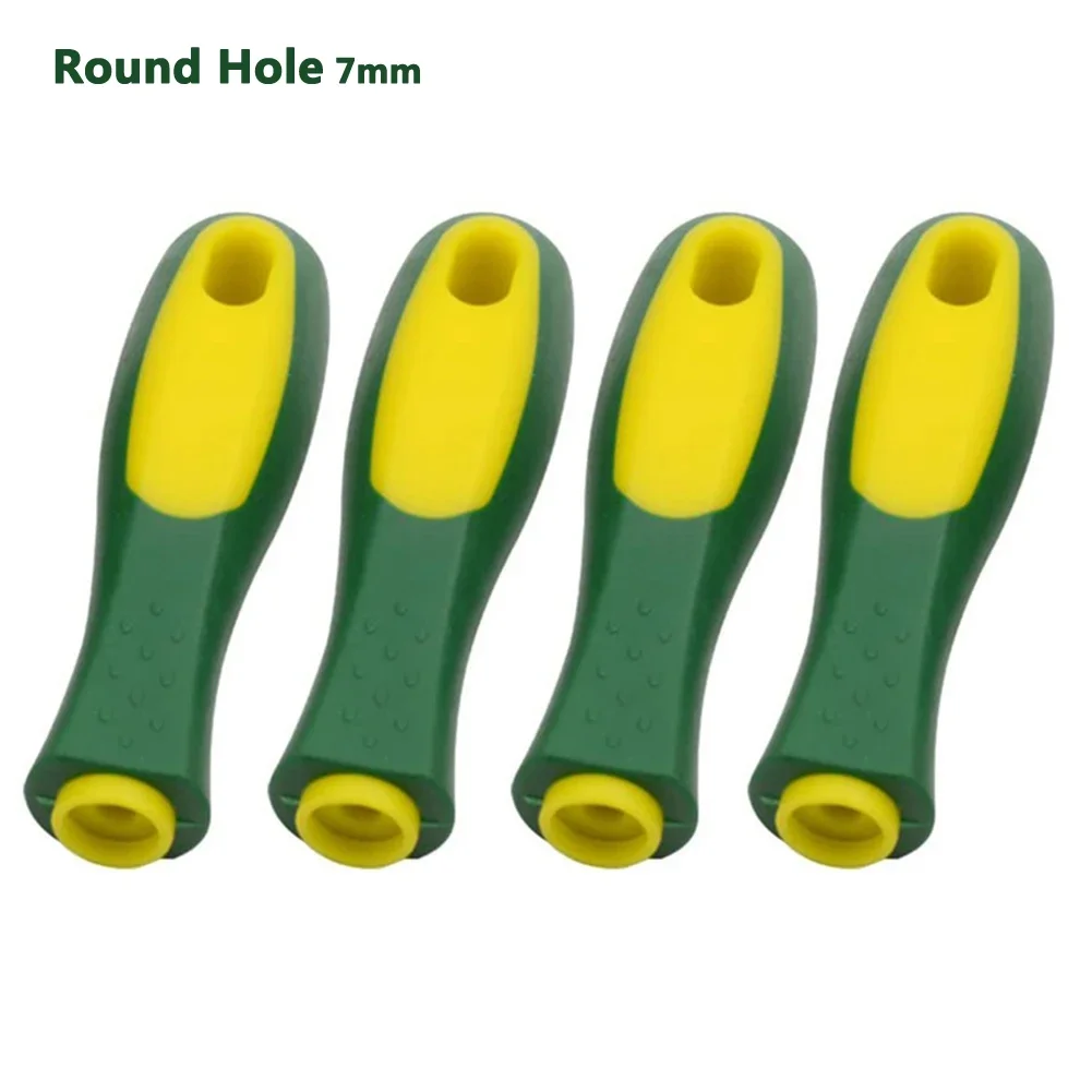 4 Pcs Rubber Files Handles Files Supplies 4-1/3 Inch Length Round Rectangular Hole File Handle Two Color Rubber File Handle 