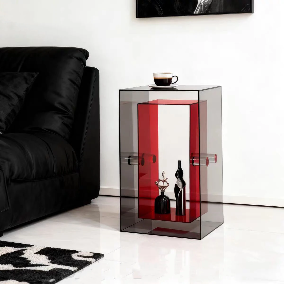 qe-Modern Custom Designed Acrylic Bedside Table with Storage Drawer Factory Furniture for Bedroom or Living Room Coffee Tables%