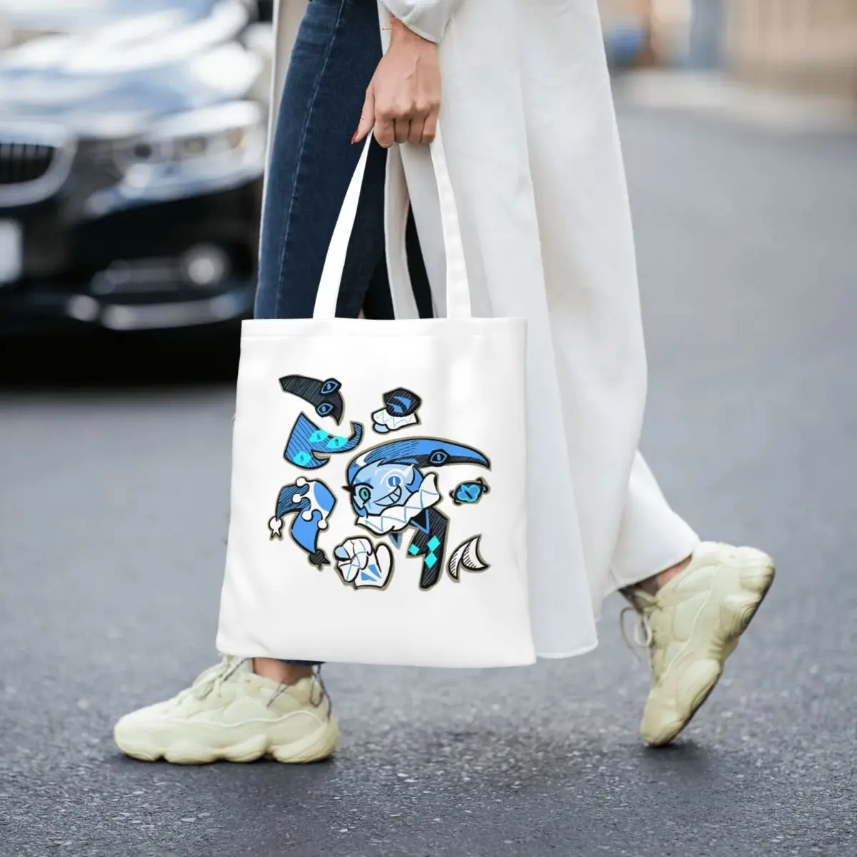 حقيبة يد نسائية من Shadow Milk Cookie Tote حقيبة يد قابلة للطي للكلية كوكي رن كينغدوم حقيبة كتف مطبوعة حقيبة بقالة