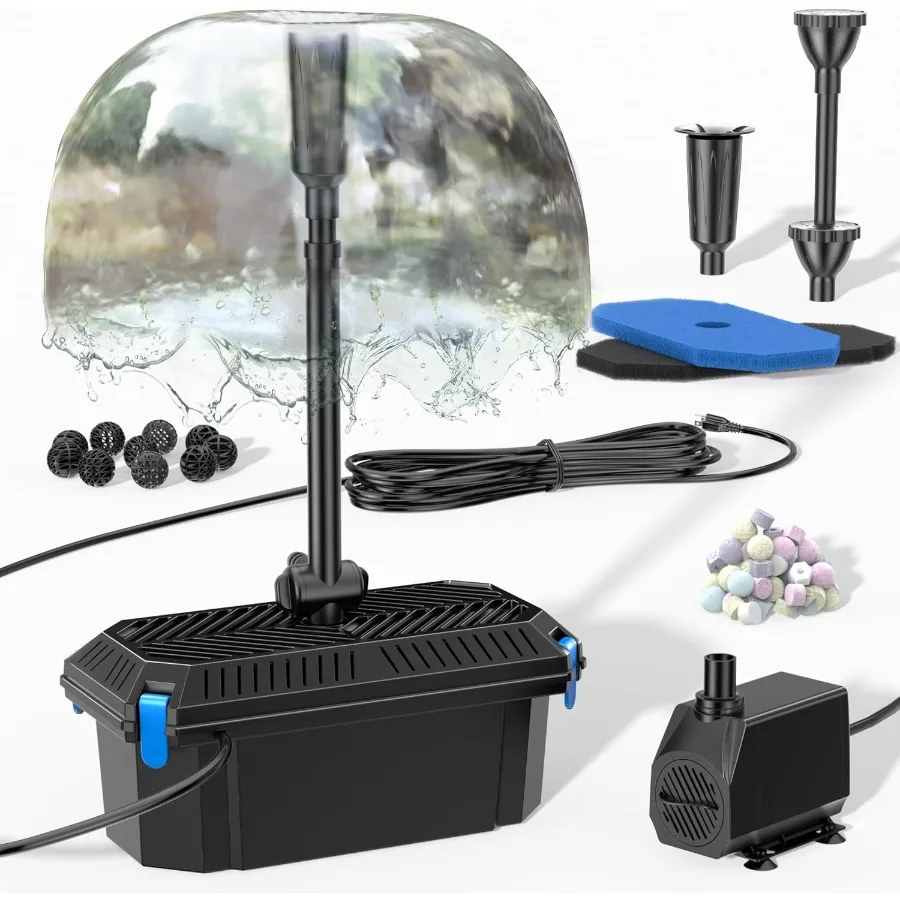 

Наружный фильтр для пруда с насосом-фонтаном, 660GPH, 40W, для садового пруда, аквариума, водных объектов, электрический, с проводом, синий