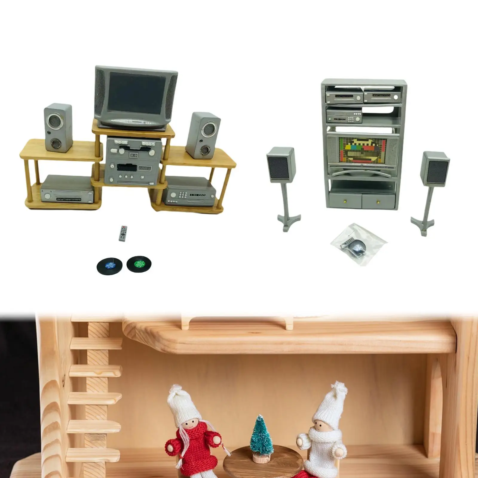 1:12 Dollhouse Speaker Set Mini Furniture Fairy Garden Creative DIY Tools Ornaments Gift Scenery Model Toy Pretend Play Props