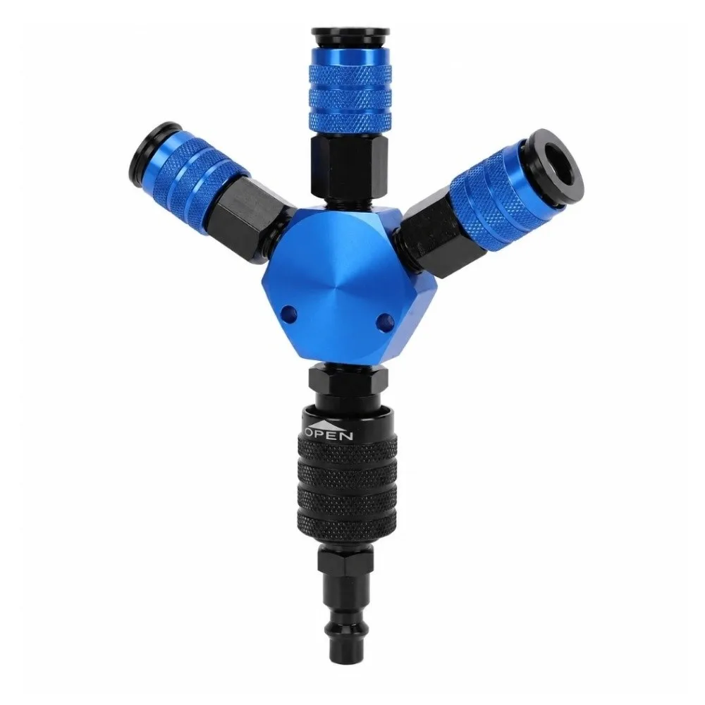 Thread Design 3 Way Air Hose Splitter 1/4 Inch NPT Size Industrial Grade Quick Connect Adapter Hex Style