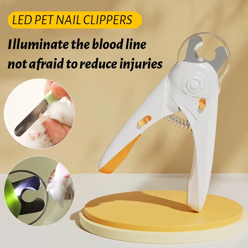 Professional Pet Nail Clipper Stainless Steel Dog Cat Nail Trimmer LED Light Labor-Saving Nail Clipper Dog Grooming Supplies