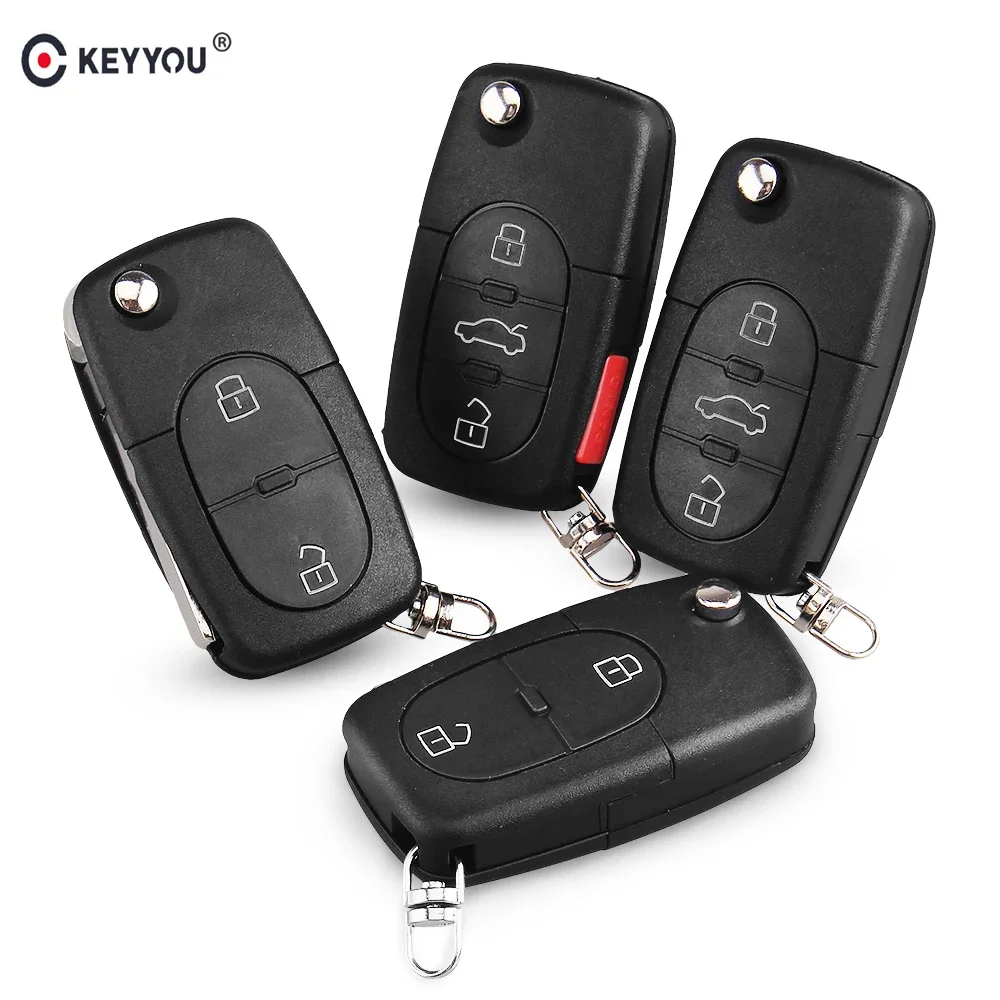 KEYYOU Flip Fob Car Remote Key Shell Case for VW Volkswagen Passat Jetta Golf Beetle 2/3/4 Buttons Fit CR1616