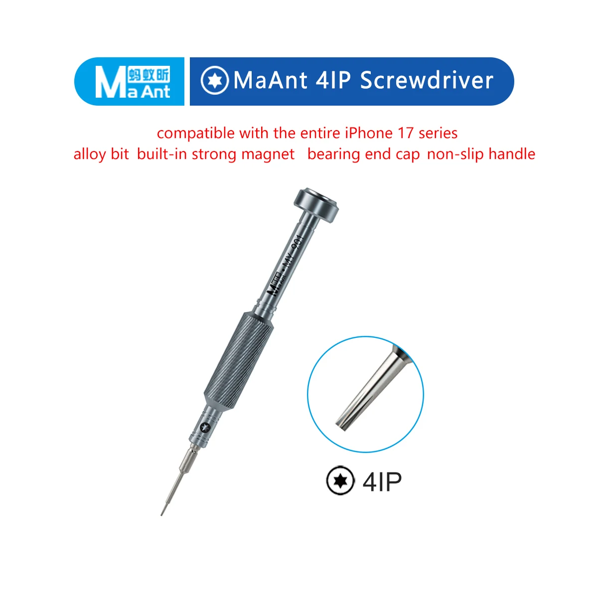 MaAnt 4IP starker Magnet-Schraubendreher mit rutschfestem Griff und Legierungsbit für die Reparatur und Demontage von iPhone 17 Schraubendrehern – Detail 5