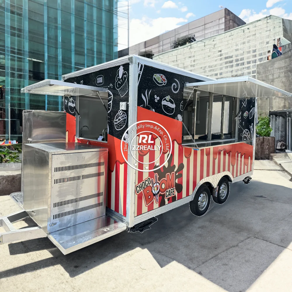 American Custom Food Trailer Mobile Concession Trailers for Sale Hot Dog Cart for Commercial Use Kitchen Food Truck Catering Cof