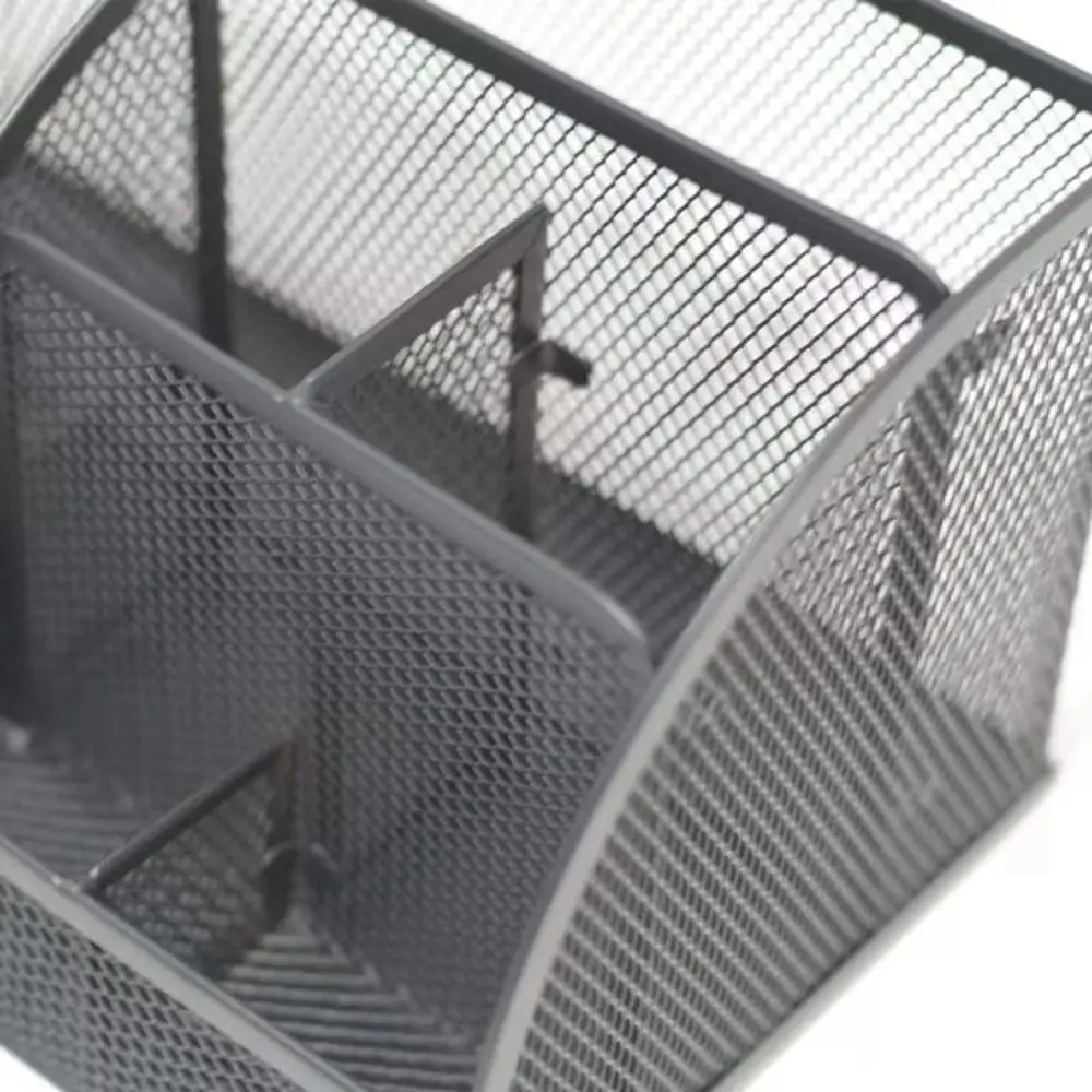 Creative Multi Grid Pen Holder Multi-functional 6 Compartments Desktop Office Organizer 1 Drawer Metal Mesh Desk Organizer Home
