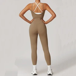 Sexy Backless Sling Yoga Jumpsuit Women Sportswear Yoga Set Workout Gym Clothes Fitness Suit Bodysuit Sports One-Piece Rompers