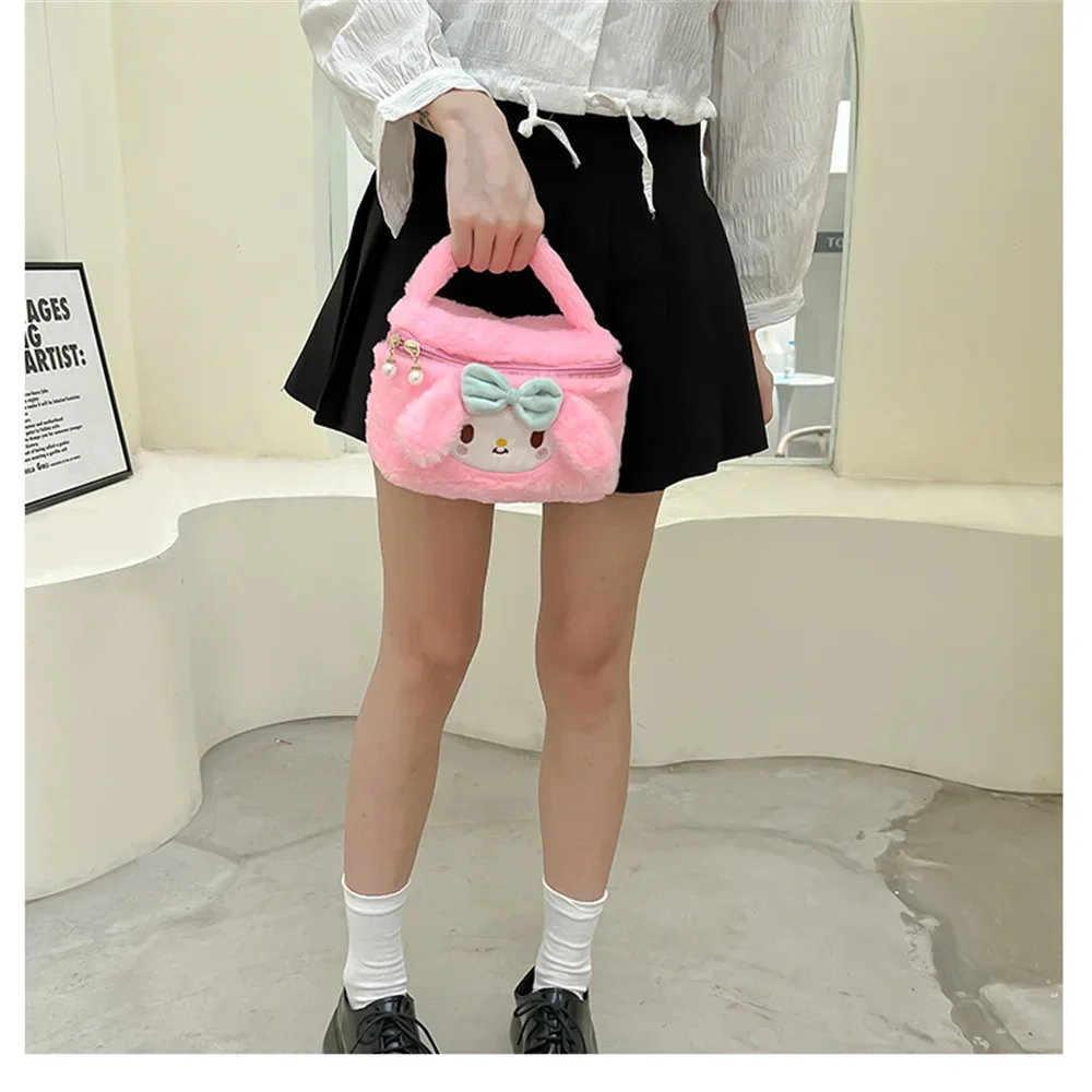 New Kawaii Sanrio Kuromi MyMelody Kirby Cartoon Anime Plush Bag Cute Handbag Cosmetics Bag Sundries Storage Case Girl Gift