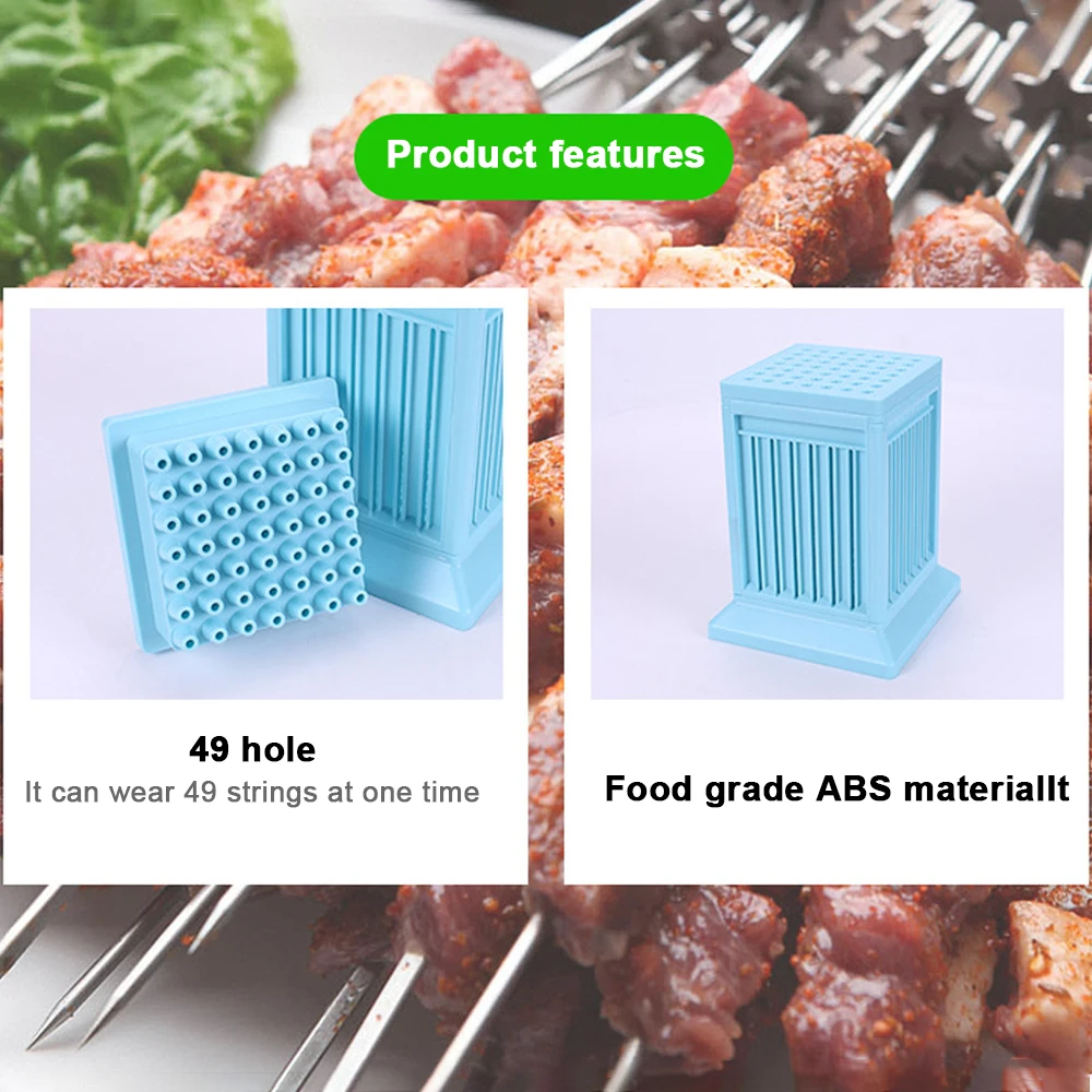 Skewer Tools Vegetables Barbecue Accessories 49 Holes Kebab Maker Beef Pork Meat Barbecue Stringer Box Machine