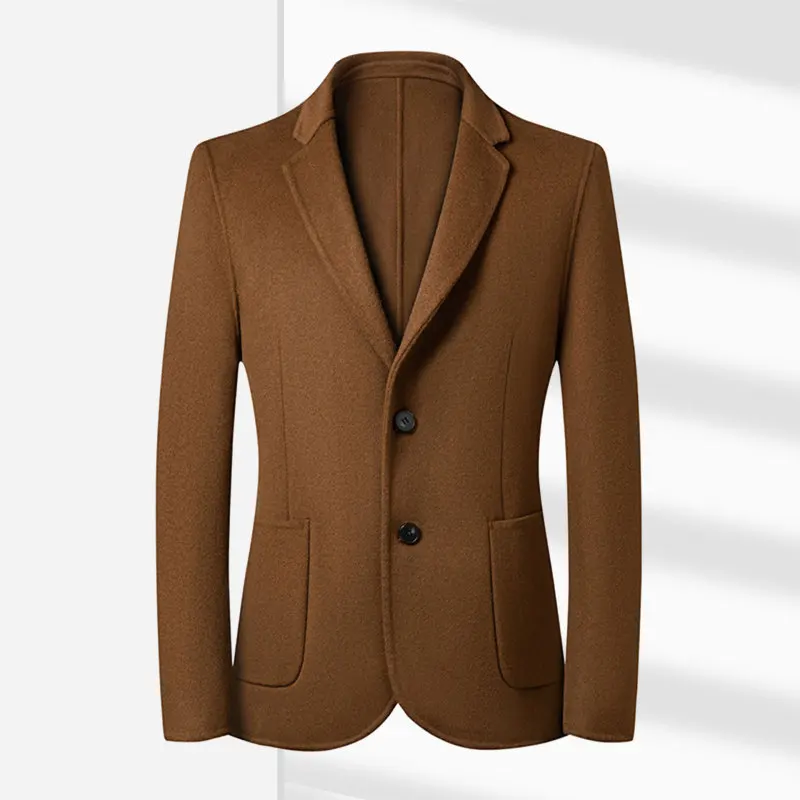 

Middle Aged Men's Winter Thick and Warm Solid Color Casual Suit Jacket