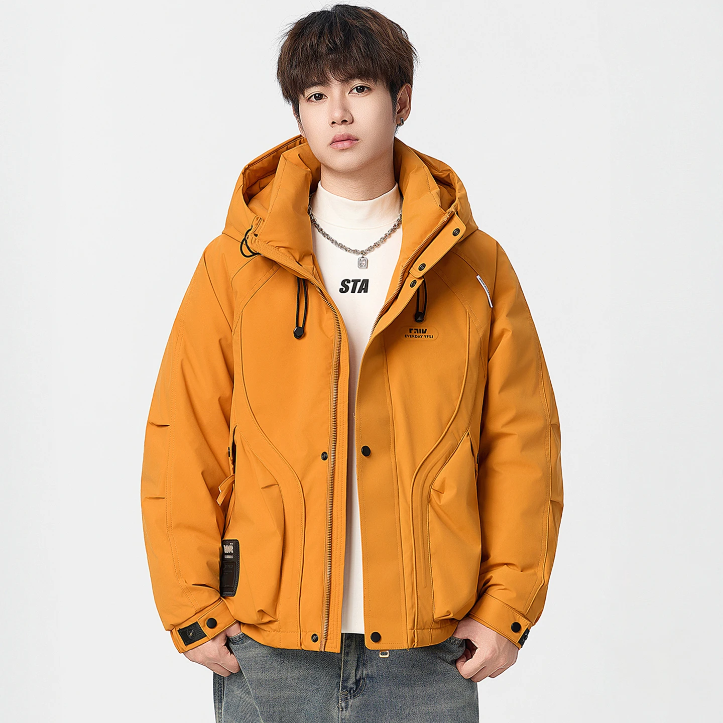 Casual Warm Hooded Duck Down Jackets 2025 Winter Windproof Puffer Coats High Streetwear Thicken Padded Parkas Youth Top Clothing