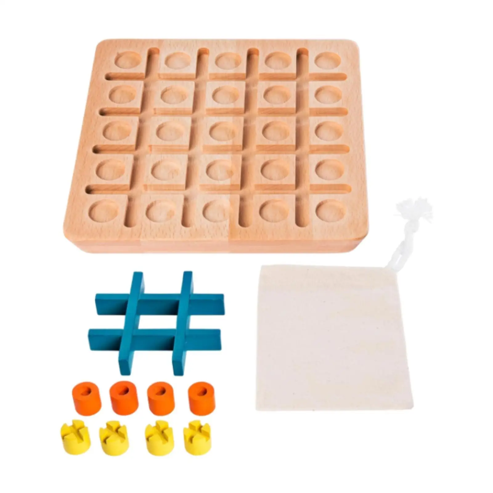 Wooden Tic TAC Toe Game Travel Game Portable Classic Board Game Family Game Educational for Kids Family Friends Party Favors