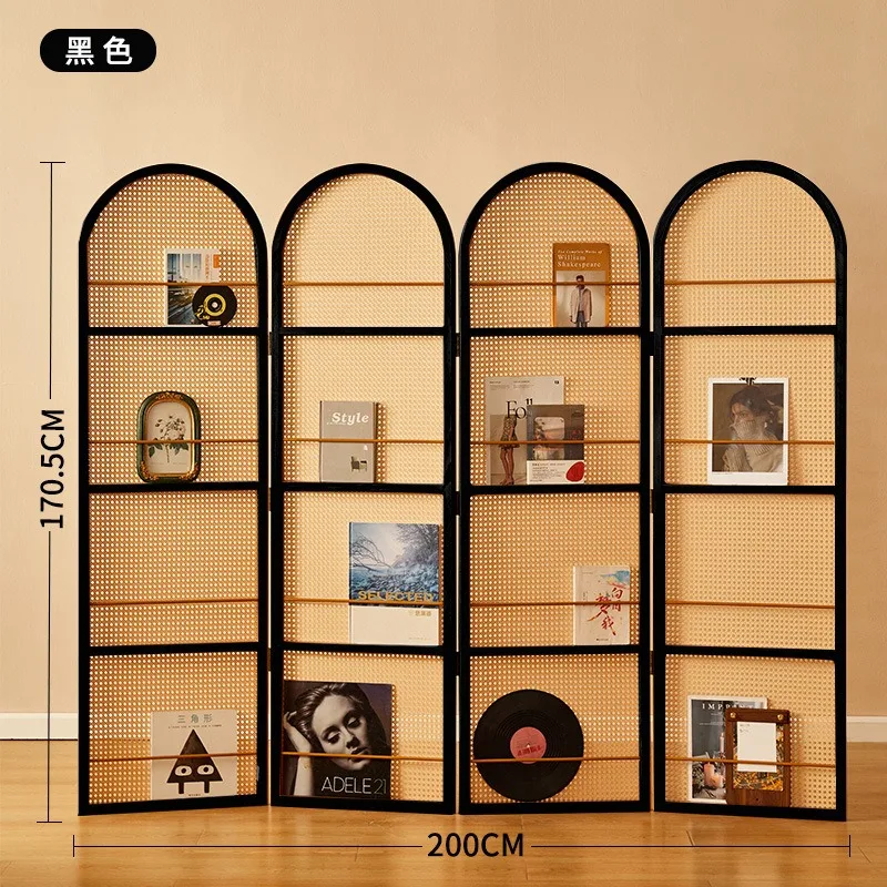 New Chinese solid wood mobile office screen curtain entrance living room