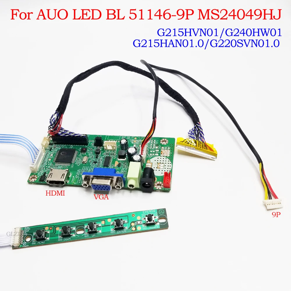 For AUO G215HVN01.0 G240HW01 G215HAN01.0 G220SVN01 LED Drive Board LVDS 30Pin 1920X1080 HDMI+VGA LCD Screen Controller Modify