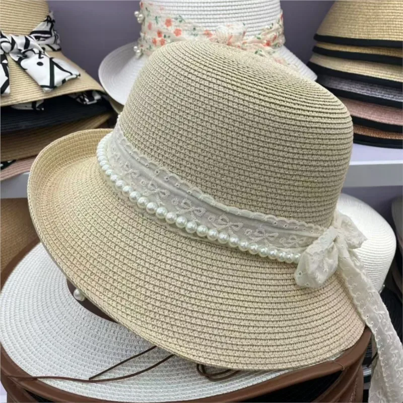 hat children's summer lace seaside vacation semi-upturned
