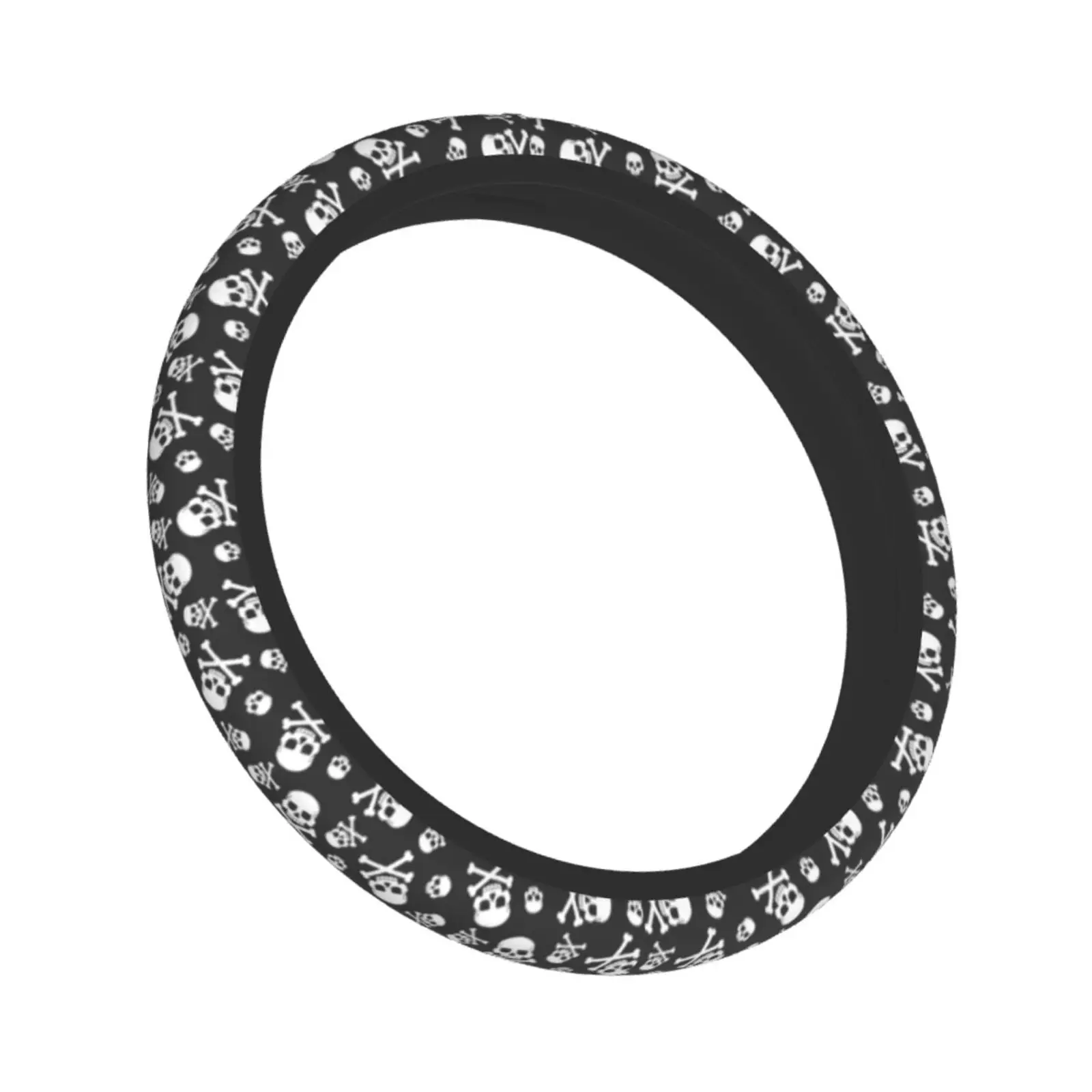 Skull Bones Print Steering Wheel Cover Anti-Slip Uv and Sun Protection Universal Fit 15 Inch Car Wheel Protector for Women Men